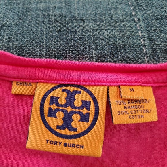 Tory Burch Woman short sleeve LOGO T shirt Bamboo, Excellent Condition! Medium - Picture 5 of 5